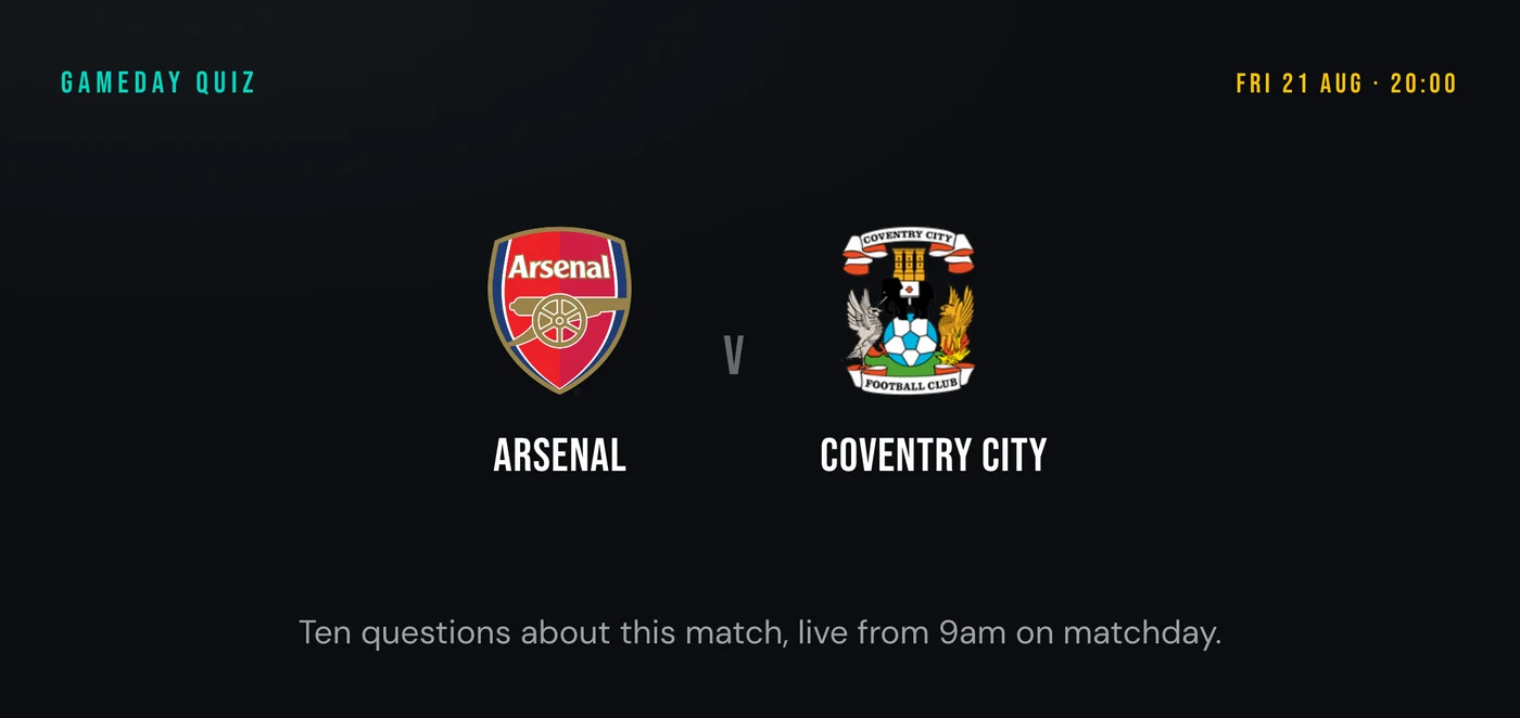A quiz attached to a real fixture, Arsenal against Coventry City